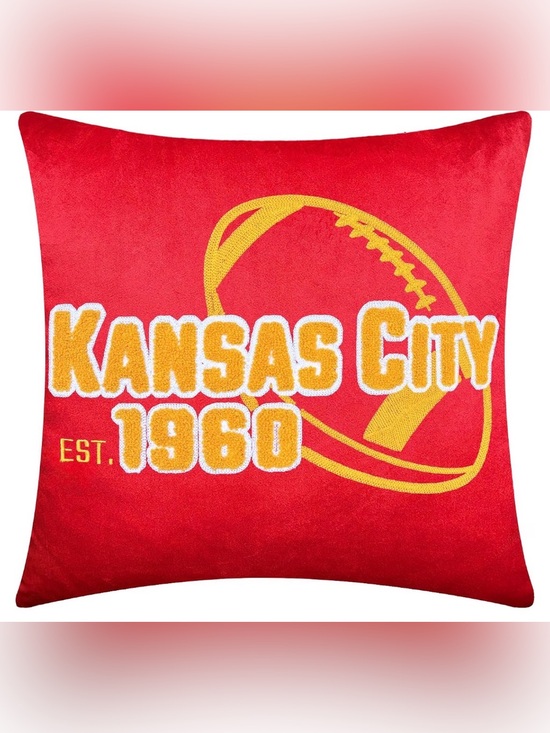 Other - Kansas City EST. 1960 Embroidered Throw Pillow Cover 16x16 Red Football Decor